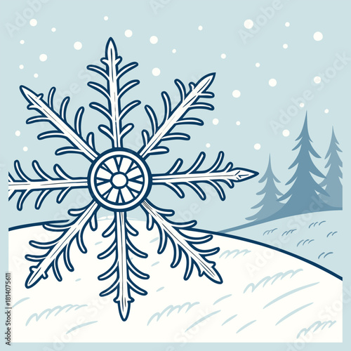 Beautiful blue snowflake on transparent background. Winter, Christmas element. Realistic snow flake