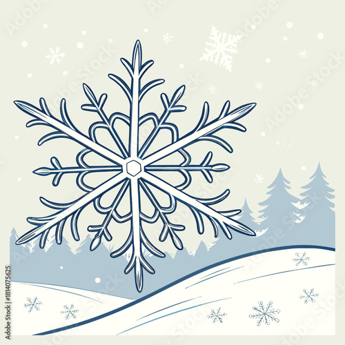 Beautiful blue snowflake on transparent background. Winter, Christmas element. Realistic snow flake