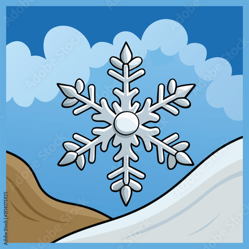 Beautiful blue snowflake on transparent background. Winter, Christmas element. Realistic snow flake