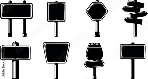 Collection of blank street signs vector illustration isolated on white background for design and urban navigation concept