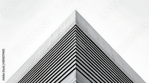 Sharp corner building facade with repeating horizontal lines architecture geometric