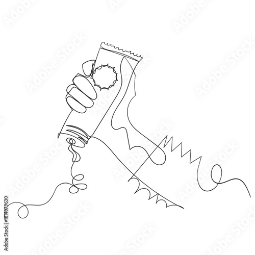 continuous line drawing people use sunscreen cream illustration