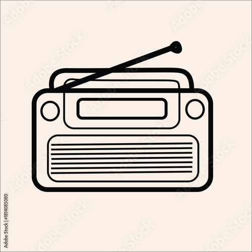 moden radio   black and white clipart 