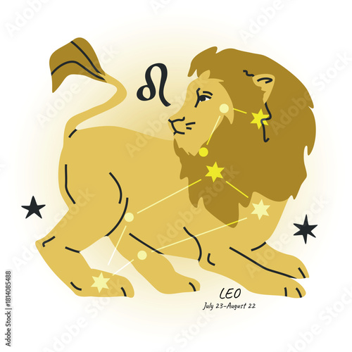 LEO horoscope character. Celestial element or zodiac sign. Bright modern hand drawn vector isolated