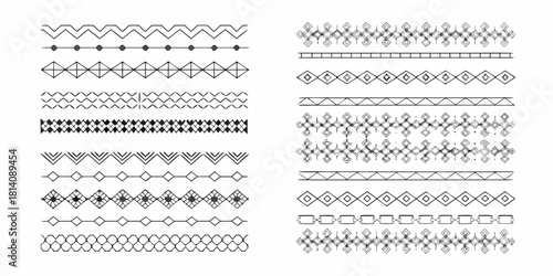 Collection of hand drawn geometric borders and decorative lines