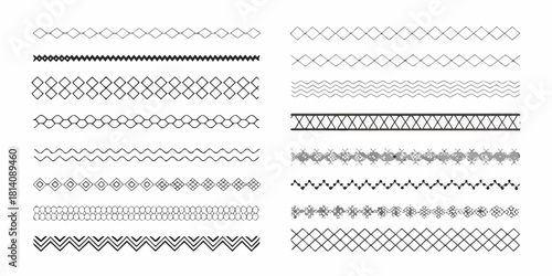 Collection of decorative geometric line borders and patterns