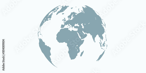 Stylized globe of earth showing continents in blue gray