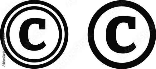 Copyright symbol vector illustration with double circle line design, intellectual property protection icon