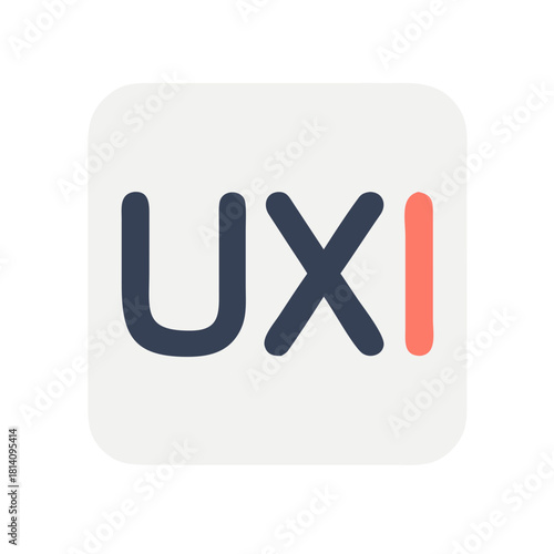 UX/UI design logo with "UX" highlighted in blue and "I" in orange on light background 

