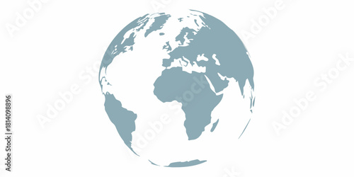 Stylized globe showing europe africa and americas on white background