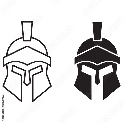 Spartan Helmet Outline and Silhouette Vector Icons