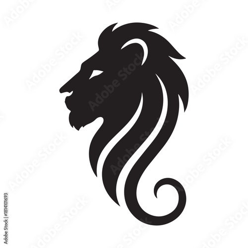 Modern elegant black lion head profile vector logo design art