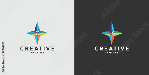 Digital colorful abstract icons, elements and symbols with initial K logo, template