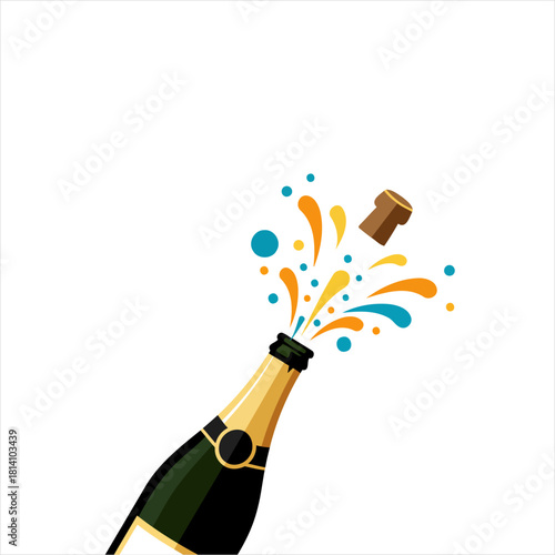 Celebration Cork pops from champagne bottle