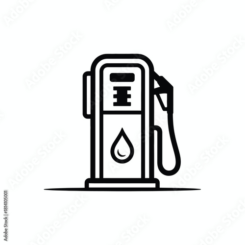 Simple line art icon of a gas pump with a fuel drop