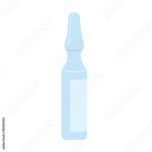 Single isolated ampoule for medicine or vaccine on a clean white background vector illustration