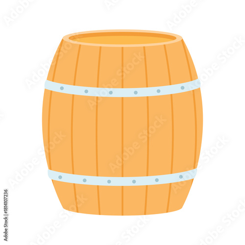 Simple isolated wooden barrel used in honey production and storage vector illustration