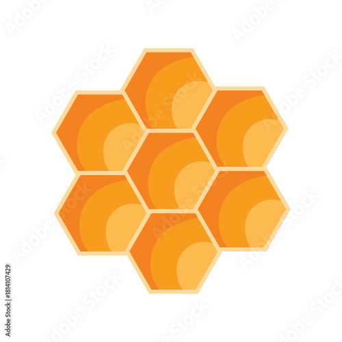 Bright isolated honeycomb structure with hexagonal cells for honey production and beekeeping vector illustration