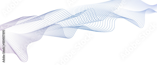 Vector wave lines flowing dynamic colorful blue pink isolated on white background for concept of AI technology, digital, communication, science, music