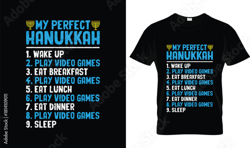 My Perfect Hanukkah Gamer T-Shirt – Funny Video Games Jewish Holiday Tee