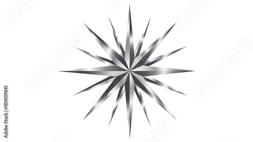 Silver starburst geometric shape isolated on transparent background