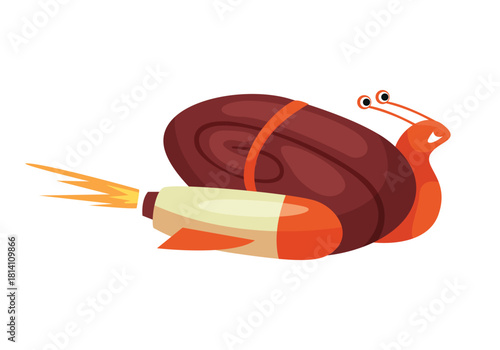 This whimsical rocketpowered snail character wonderfully combines humor with creativity, ideal for playful designs