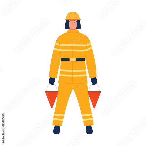 A construction worker is wearing necessary safety gear and holding warning cones, strongly emphasizing safety