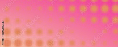 Pink orange polka dots gradient halftone background. Pop art cartoon dot texture with comic graphic design, Horizontal abstract pattern wall for cover digital technology.