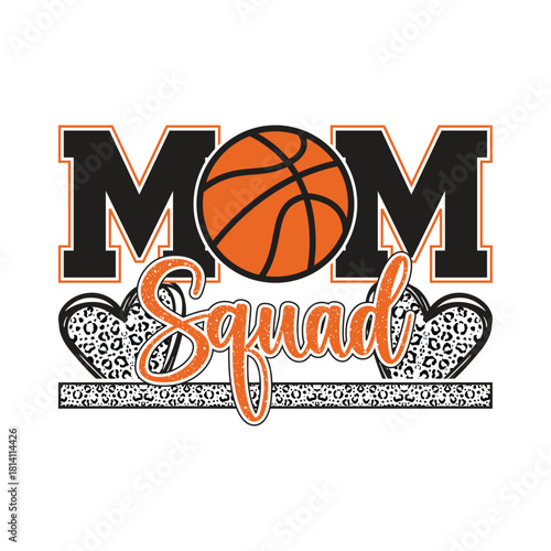 basketball mom squad design sport lover vector with leopard heart pattern perfect for tshirt print and team pride