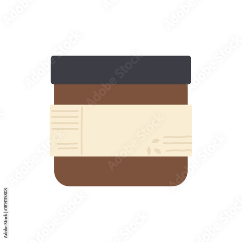 An illustrated jar of nutty spread with a sleek lid and minimalist label, highlighting its artistic and culinary appeal