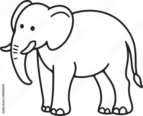 Vector line art illustration of an elephant. side profile, minimal outline drawing