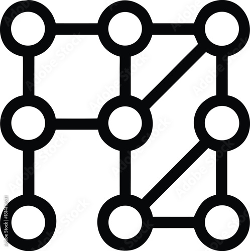 Modern network connection nodes with linking lines