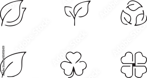 Simple leaf leaves outline for organic eco logo icon
