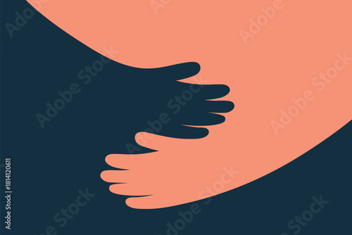 Graphic design of intertwined hands, signifying mutual help, solidarity, and affection. Suitable for use in campaigns promoting community support
