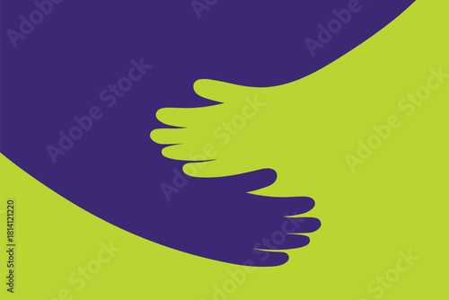 Hands in a hugging gesture, symbolizing love, care, and assistance. Great for use in humanitarian aid and support organization materials