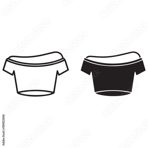 Off-Shoulder Crop Top Icons on White Background