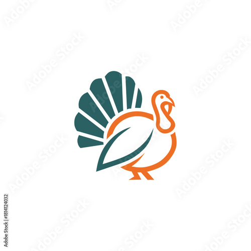 Modern Geometric Turkey Logo Vector. Stylized Poultry Bird Icon.