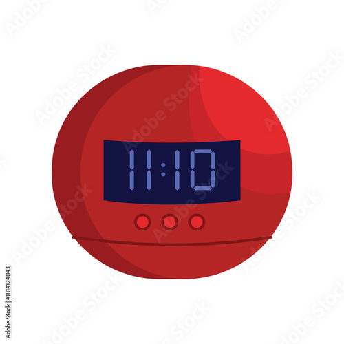 Red electronic clock with numbers on display for measuring and timing vector illustration