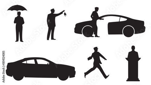 Silhouette people icons set vector illustration of various human activities isolated on white background