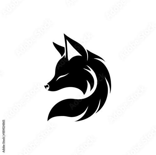 Elegant black fox head silhouette logo for nature, intelligence, and spirit