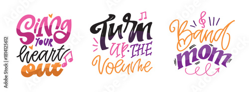 Funny hand drawn doodle lettering quote about music. Lettering for t-shirt design, mug print, bag print, clothes fashion. 100% hand drawn vector image.