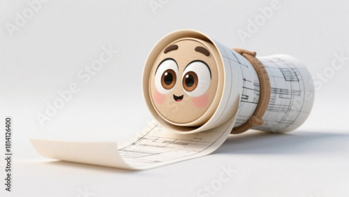 Happy smiley face on white background rolling a hundred dollar bill for business and finance success concept