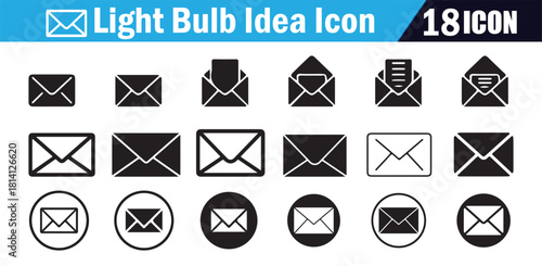 Email envelope vector icons set for website or application mail and message symbols collection