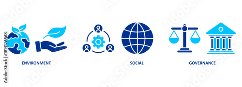 ESG banner web icon vector illustration for Environment Social Governance of corporate sustainability performance for investment screening 
