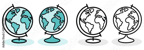 Abstract vector illustration of global geography symbols and a background with flowers, perfect for education and travel themes