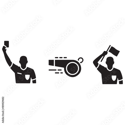 Soccer referee and VAR icon set