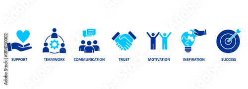 Banner collaboration and teamwork with icons