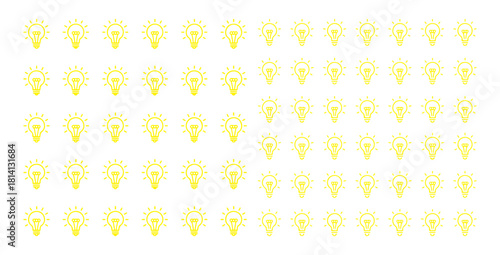 Light bulb icon set creative idea sign concept thinking solution energy symbols collection yellow
