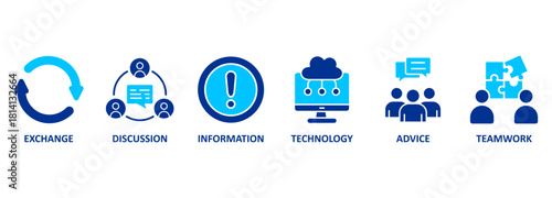 Banner communication concept. Icons and keywords
