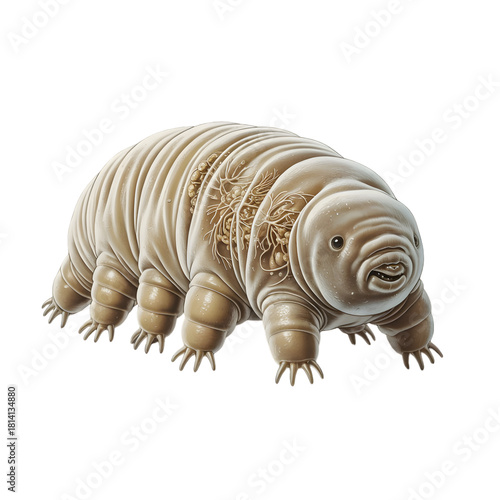 Detailed illustration of a hardy tardigrade on a white isolated background.